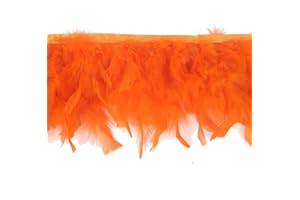 KOLIGHT Pack of 2 Yards Natural Dyed Turkey Flakes Feathers 4~6inch Fringe Trim DIY Dress Crafts Costumes Decoration (Orange)