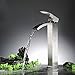 Wovier Brushed Nickel Waterfall Bathroom Sink Faucet with Supply Hose,Single Handle Single Hole Vessel Lavatory Faucet,Basin Mixer Tap Tall Body Commercial