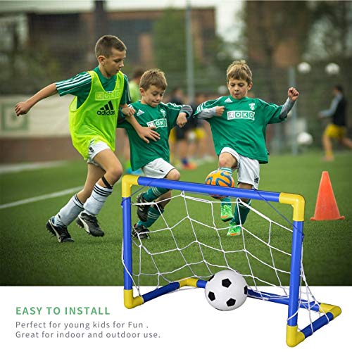 Folding Mini Football Soccer Goal Post Net Set with Pump Kids Sport Indoor Outdoor Games Toys Child Birthday Gift Plastic