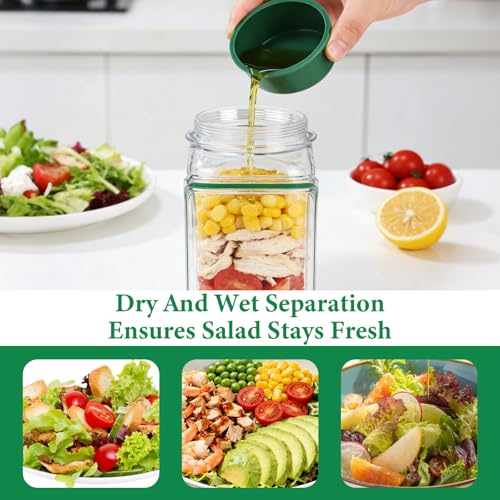 Side Open Salad with Anti-Leak Compartment for Dressings - Portable Meal Prep Containers Reusable Salad Bowl for Office, Gym, Picnic and Travel