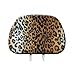 Leopard Print Car Truck Seat Headrest Cover 1pc Beige and Black