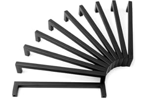 KOOFIZO Solid Square Bar Cabinet Handle - Black Furniture Pull, 6.3 Inch/160mm Screwhole Distance, 10-Pack for Kitchen Cupboard Door, Bedroom Dresser Drawer, Bathroom Wardrobe Hardware