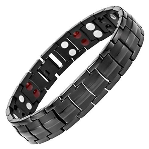 Starista Jewelry Pure Titanium Double Row Bracelet Power Wristband for Men (Black) Starista Jewelry Pure Titanium Double Row Bracelet Power Wristband for Men (Black)