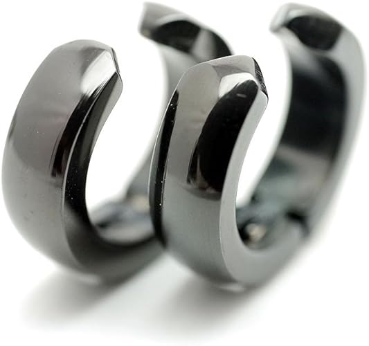 Amazon シルバーワン フェイク ピアス ノンホール イヤーカフ メンズ Si ステンレス製 2個ペア セット 無地 黒 ブラック 幅4mm ボディピアス 通販