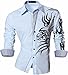 jeansian Men's Slim Fit Long Sleeves Casual Shirts Z001 LightBlue XXL