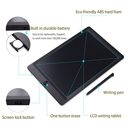 Entomy LCD Writing Tablet, 10 Inch Digital LCD Writing Drawing Tablet Pad Handwriting Drawing Sketching Graffiti Scribble Doodle Board, Great Gift for Kids and Adults. (black)