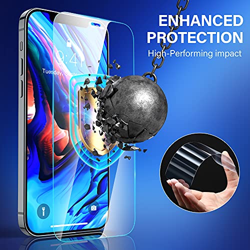 Vakoo [3 Stück Panzerglas Schutzfolie Kompatibel mit iPhone 12 und iPhone 12 Pro, Anti- Kratzer, Anti-Bläschen, 9H Härte, HD Displayschutzfolie, 0.33mm Ultra-klar, mit Positionierhilfe