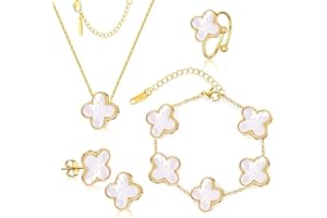 CARVENSEY LUCKY CLOVER 18K Gold Plated Jewelry Set for Women With Gift Packaging Box, Gift for Women for Birthday, Vlentine's Day, Chiristmas, New Year, Anniversary