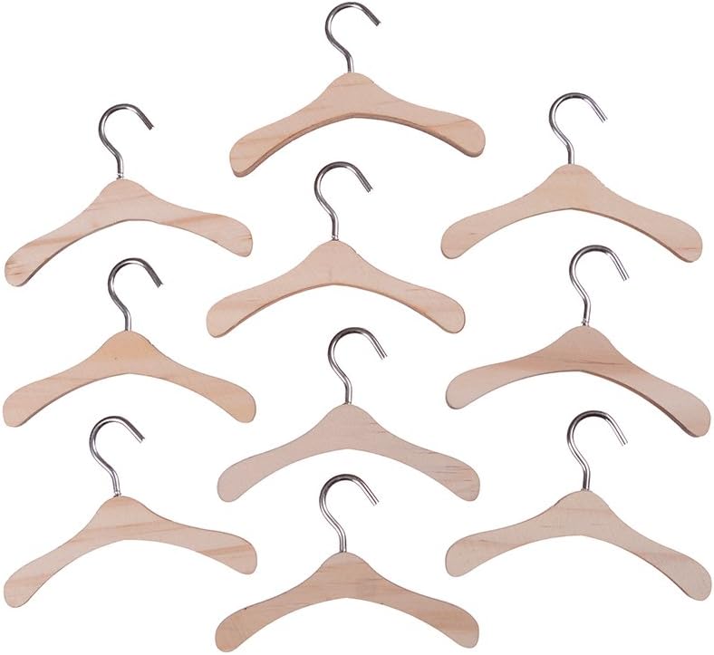 TOYZHIJIA 10 Pcs/Set Dolls Accessory Wooden Clothes Hanger,Christmas Birthday Gift for Children