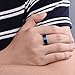 Three Keys Jewelry 8mm Mens Tungsten Wedding Ring Blue Brushed Silver Edge Wedding Band Engagement Ring