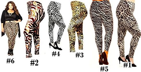 YUMMY PLUS Animal Printed Brushed Womens Plus Size Leggings One Size Fits 1 X 2X 3X Made In USA (Cheetah -1005#1)