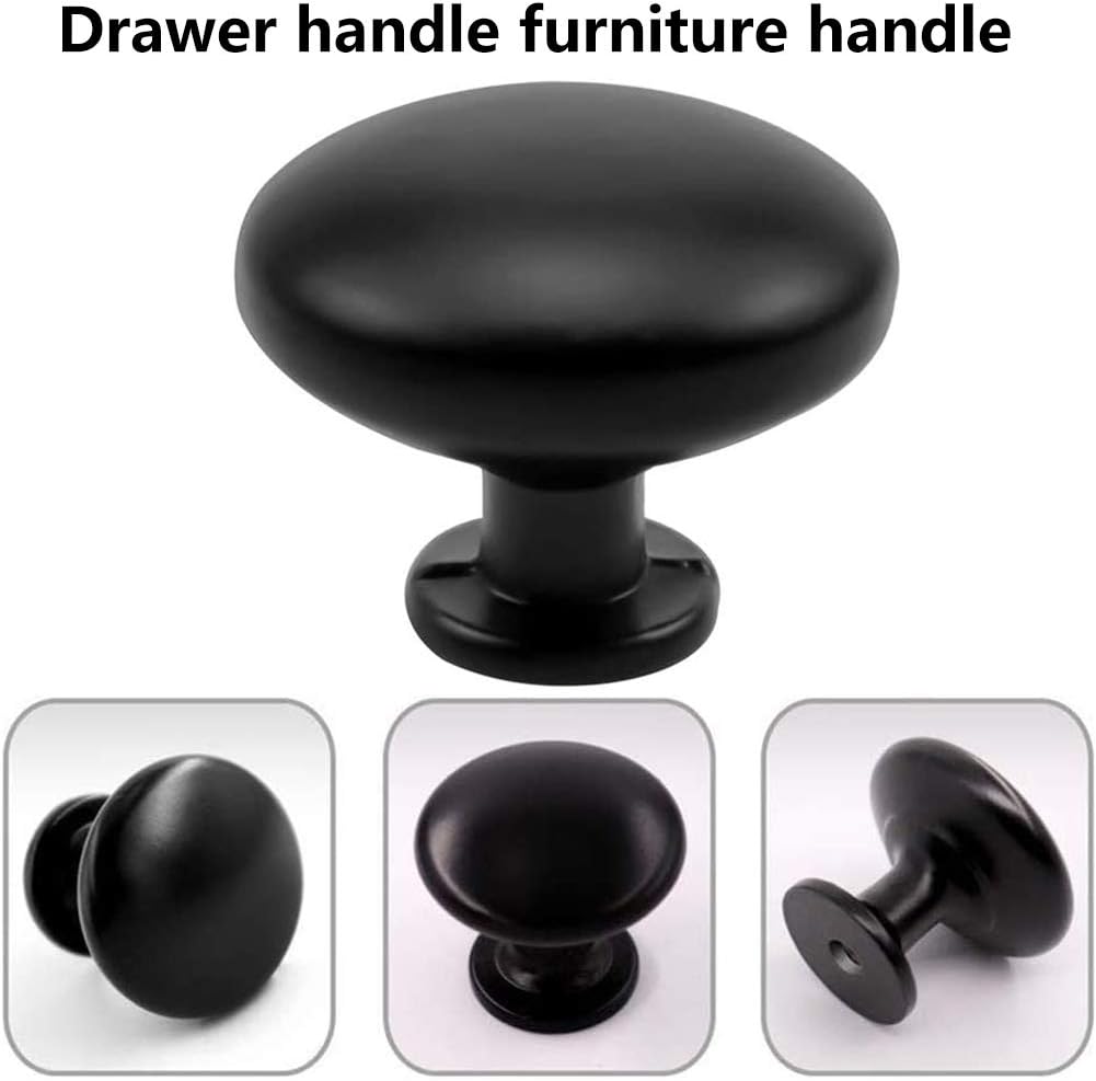 BETOY 20PCS Black Cabinet Door Knobs, Round Mushroom Drawer Knobs, 30MM Aluminum Alloy, Drawer Pull Handle, Cabinet Knobs, Door Pulls with Screws for Cupboard Wardrobe Furniture - Single Hole - Image 3