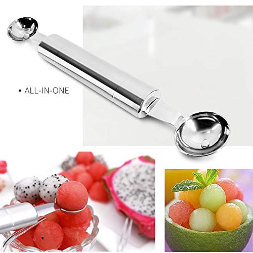 Stainless Steel Watermelon Slicer, Watermelon Windmill Cutter Melon Baller Scoop Fruit Vegetable Tools Kitchen Gadgets Corer Tool Set, with 2 Fruit Fork - Thumbnail 2