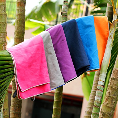 Syourself Microfiber Sports & Travel Towel with Travel Bag & Carabiner, Blue, XL:72"x32" 1pack