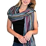 (4 COLORS) Multicolor Shimmer Metallic Stripe Scarf, Women's Lightweight Jewel Pashmina Tassel Shawl (4 COLORS) Multicolor Shimmer Metallic Stripe Scarf, Women's Lightweight Jewel Pashmina Tassel Shawl