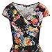 oxiuly Women's Vintage V-Neck Floral Casual Party Cocktail A-Line Dress OX233 (L, Black)