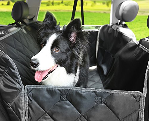 Dog Seat Covers, 600D Waterproof Pet Car Seat Covers with 2 Dog Seat Belts & Zipper & Pocket - Nonslip Back Seat Cover Cat Dog Hammock Convertible Extra Side Flaps Best for Cars Trucks Suvs - Thumbnail 6