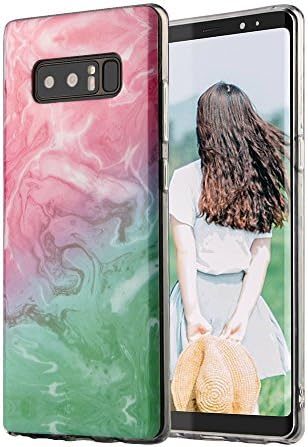 Galaxy Note 8 Split Design Case, Flexible Glossy Shock Absorption Bumper Soft Silicone Cover Case for Samsung Galaxy Note 8 - Rose powder &amp; Mint Green