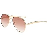 willochra Oversized Pilot Sunglasses Women Vintage Metal Frame Oval Shades Eyewear For Men Double Beam Sunglass UV400