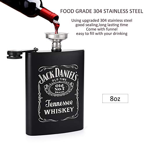 KWANITHINK Flask for Liquor, Stainless Steel Hip Flask for Men with Funnel, Whiskey Flask 8 oz