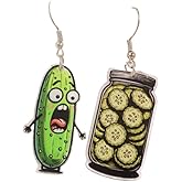 Pingyongchang Funny Pickle Bottle Acrylic Dangle Drop Earrings Cute Cartoon Green Cucumber Earrings for Women Pickle Lover Gift