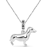 Gnoce Sterling Silver Women Necklace Dachshund Dog Pendant Chain Finely Polished Necklace Gift for Women