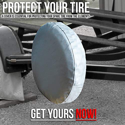 Spare Tire Cover – Must-Have Car Accessories for Your SUV, Jeep, RV, Trailer, Truck – Fit Most Wheel Sizes by Kankesh (S(14 INCH), Silver) - Thumbnail 3