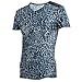 Allegra K Men Leopard Print V Neck Shoulder PU Panel T-shirt