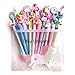 DzdzCrafts 10PCS Unicorn and Flamingo 0.5MM Rollerball Gel Ink Pens Black Ink in A Pen Pouch