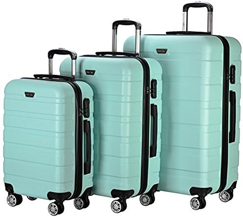 Hardside 3 Piece Luggage Sets with Spinner Wheels, Travel Carry On Suitcase (Green)