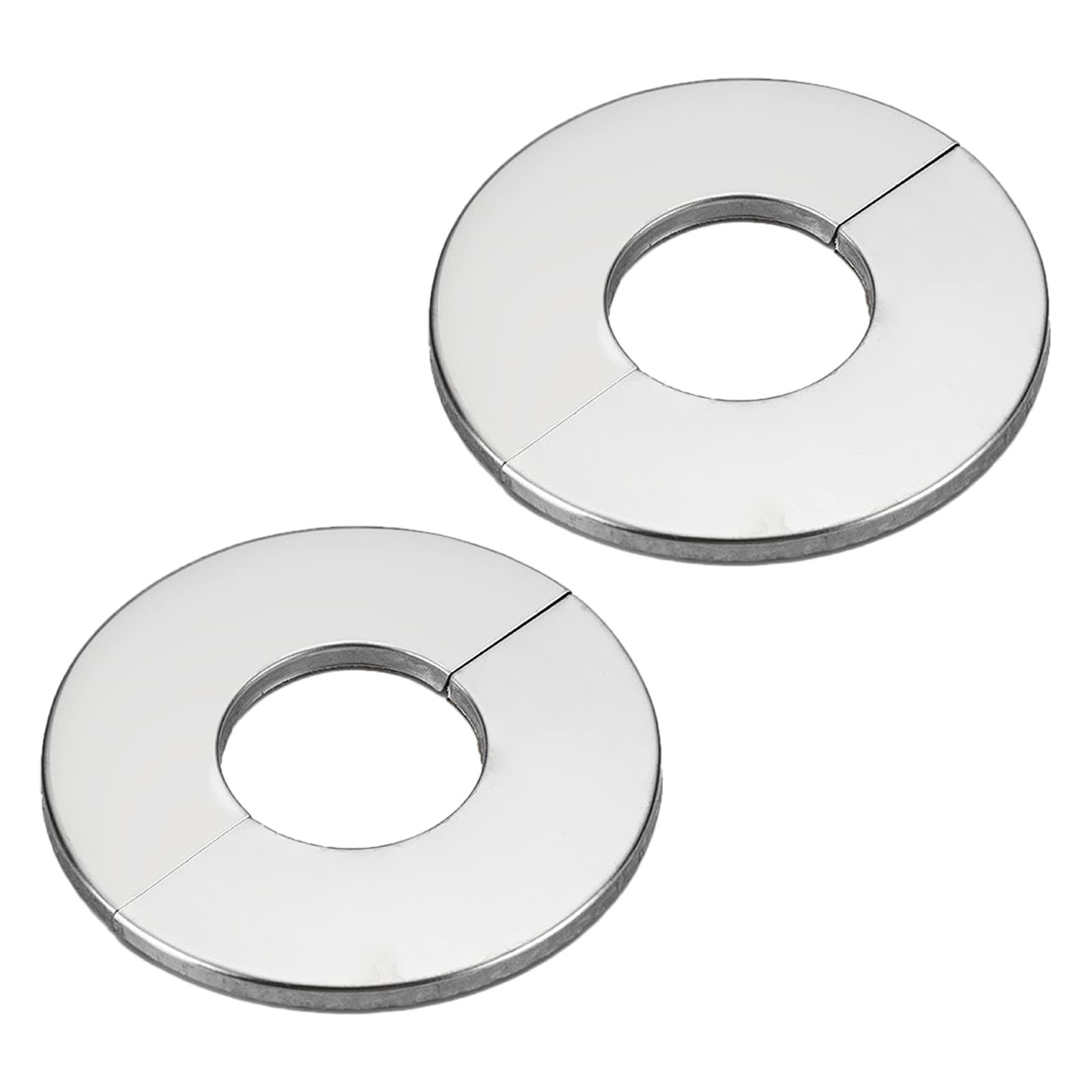 Wall Split Flange Pipe Covers Chrome, Drain Pipe Cover Pipe Snug Stainless Steel Round Escutcheon Plate for Diameter Pipe, 2Pcs Radiator Pipe Collars, Sliver (28mm)
