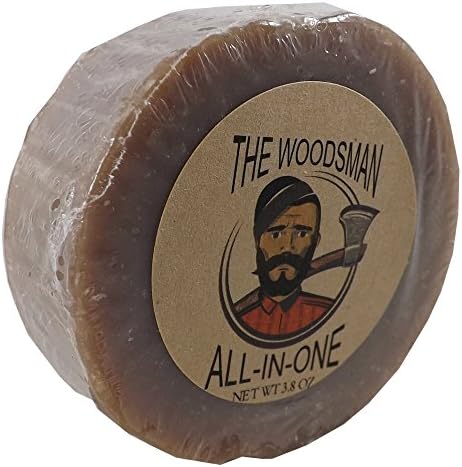 Natural Bar Soap Woodsman Scented All-In-One Puck Soap - For Hair, Skin, and Beards - Local Handcrafted 3.5oz
