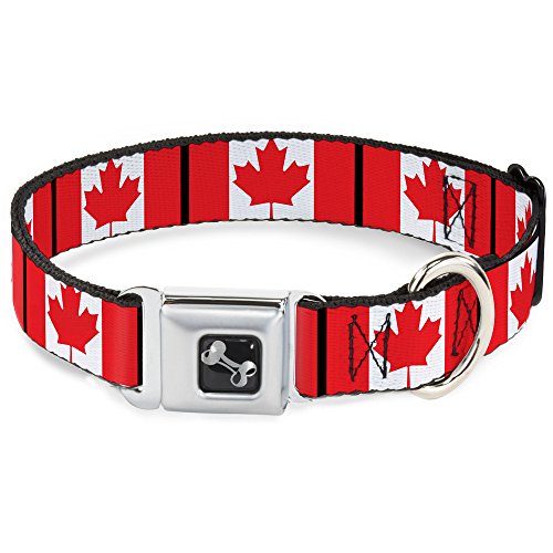 Buckle-Down Seatbelt Buckle Dog Collar - Canada Flags - 1.5