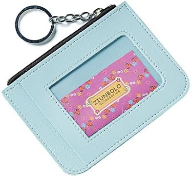 Valley Hiking Leather Slim Credit Card Case with Key Chain and ID RFID Blocking