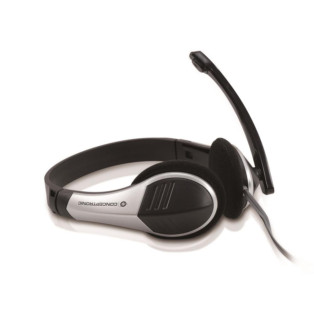 Conceptronic CCHATSTAR2 Stereo Headset, Silver, 165x170x65mm