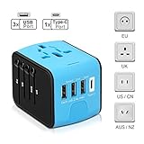 ECOACE Universal Travel Adapter All-in-one International Power Adapter with 3.4A 3 USB, USB-C/Type-C European Adapter Travel Power Adapter Wall Charger for UK, EU, AU, Asia over 150+Countries
