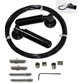 Refila Wall Mount Curtain Wire Rod Set for Art Display with 24 Metal Clips, 5 Meters, Hanging Wire Clothesline Window Curtain Tension Wire Multi-Purpose Crafts Organizer (black)
