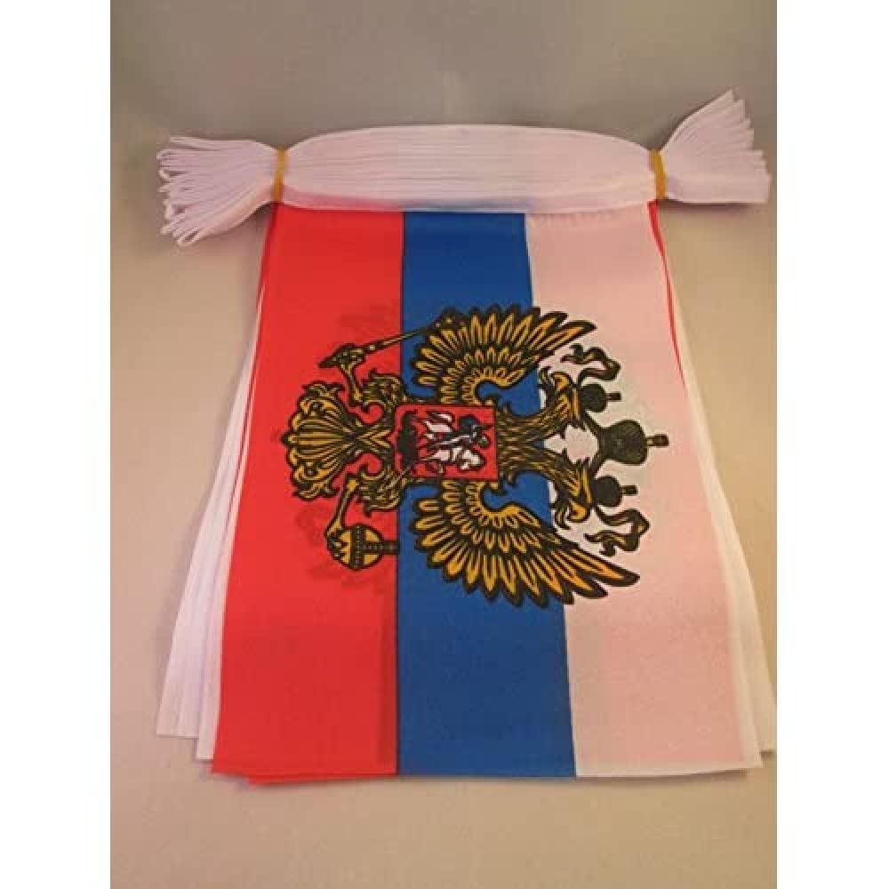 AZ FLAG - Russia with eagle Bunting Flag - 40 Ft Garland with 20 Russian coat of arms Flags 18'' x 12'' - 100% Polyester String Pennant - 12 meters
