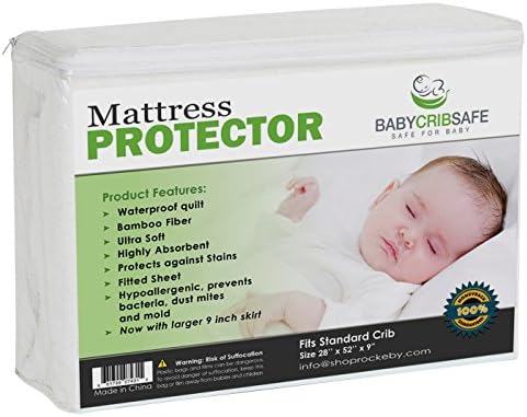 Best Waterproof Crib Mattress Protector Pad Hypoallergnic Fitted Qulted Sheets with Deep 9 inch skirts. Comfortable Crib Mattress Pad Protector
