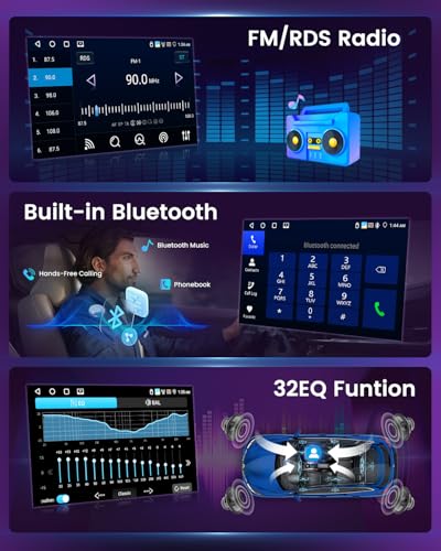 Inefala 4+64G Android 15 Stereo for Ford Focus 2004-2011 with Wireless Carplay and Android Auto, 9'' Radio Screen with Bluetooth 32EQ GPS FM/RDS SWC AHD Reverse Camera