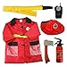 TopTie Fire Fighter Costume with Tools for Kids, Pretend Fireman Outfit for 3-7 Years Old-Red-S