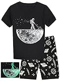 Boys Short Pajamas 100% Cotton Space-in-the-dark Toddler Clothes Kids Pjs Sleepwear Size8