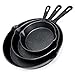 HUFTGOLD Cast Iron Skillet 3-Piece Set, Pre-Seasoned Frying Pan Set, 10-Inch, 8-Inch & 6-Inch Cookware Set