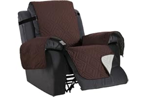 H.VERSAILTEX Reversible Quilted Recliner Covers Water Resistant Furniture Protector for Reclienr Chair with Elastic Straps for Pets Kids Sitting Width Up to 22"(Recliner, Brown/Beige)