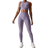ABOCIW Womens Seamless Workout Sets Racerback Sports Bra Crop Tank Top High Waist Leggings 2 Piece Gym Yoga Outfits