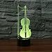 Christmas Gift Violin 3D Illusion Birthday Present Lamp, Gawell 16 Color Changing Touch Switch Table Desk Decoration Night Light with Acrylic Flat & ABS Base & USB Cable Toy for Music Lover