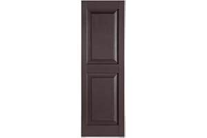 Perfect Shutters Premier Raised Panel Exterior Decorative Shutter, 15" x 63", Sienna Brown