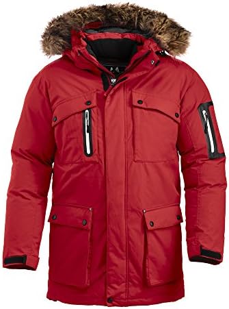 Expedition Parka. Extra Heavy Wind/Waterproof Cold Weather Parka Jacket, Removable Hood, Unisex, XXS-3XL (3XL, Red)