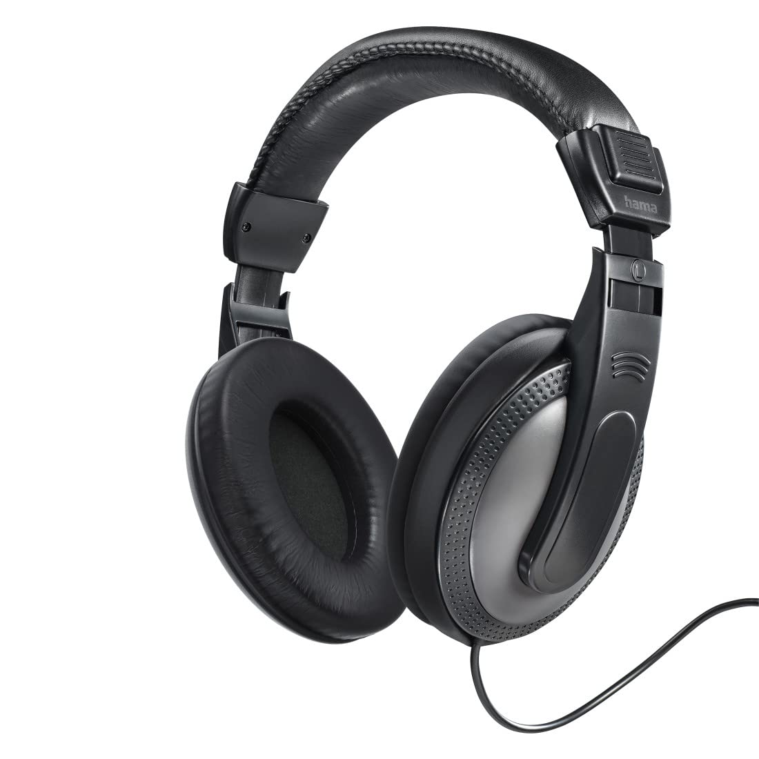 Hama Audio Shell Headphones (Over Ear Stereo Headphones, 20Hz-20kHz, 32ohms, 113DB/MW, 3.52mm Male Jack, 6.35mm Male Jack Adapter Included, Extra Long Cable 2m) Black