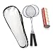 Trained Premium Quality Set of Badminton Rackets, Pair of 2 Rackets, Lightweight & Sturdy, with 5 LED SHUTTLECOCKS, for Professional & Beginner Players, Carrying Bag Included